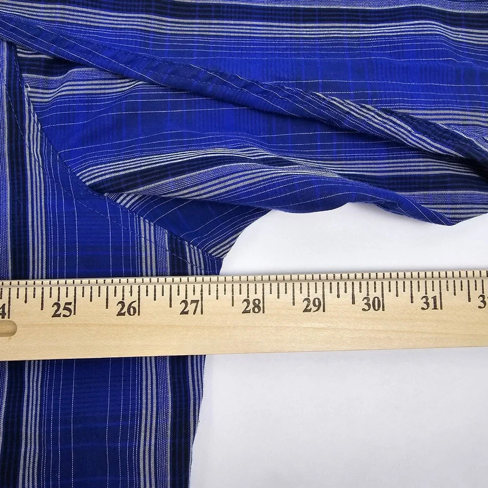 VTG High Noon Western Shirt Men's 2XL Blue‎ Plaid Button Pearl Snap L/S Pocket